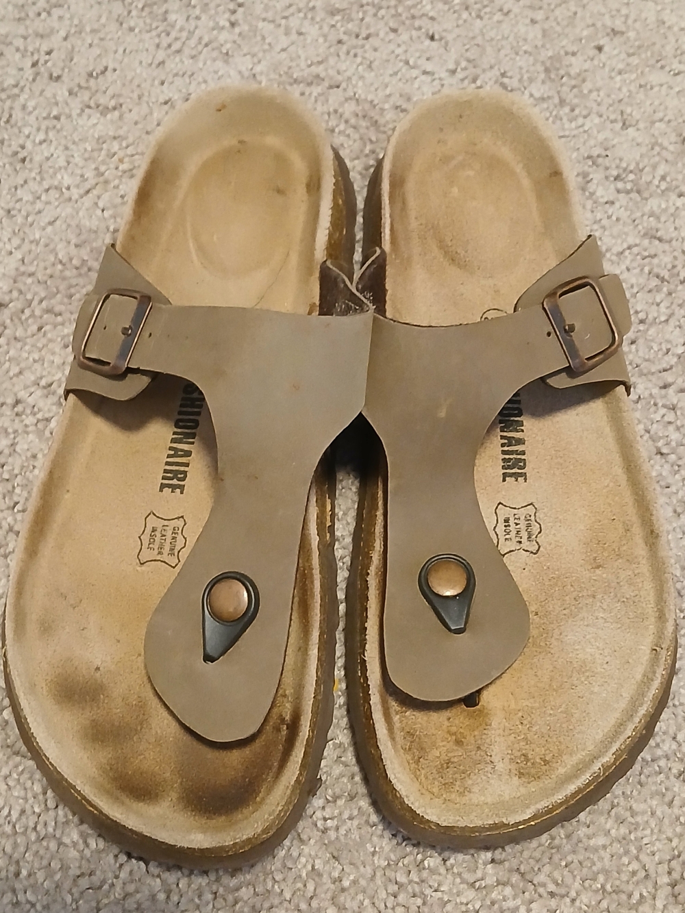 CUSHIONAIRE Women's Tan Toe-Post Sandals with Adjustable Buckle
